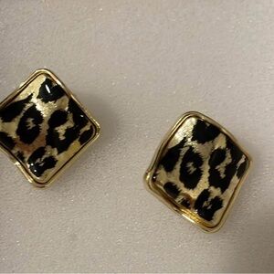 Leopard Print Gold and Black Earrings